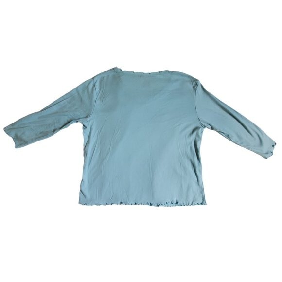 Sun Moda light blue v-neck 3/4 sleeve top sz L - Picture 2 of 16